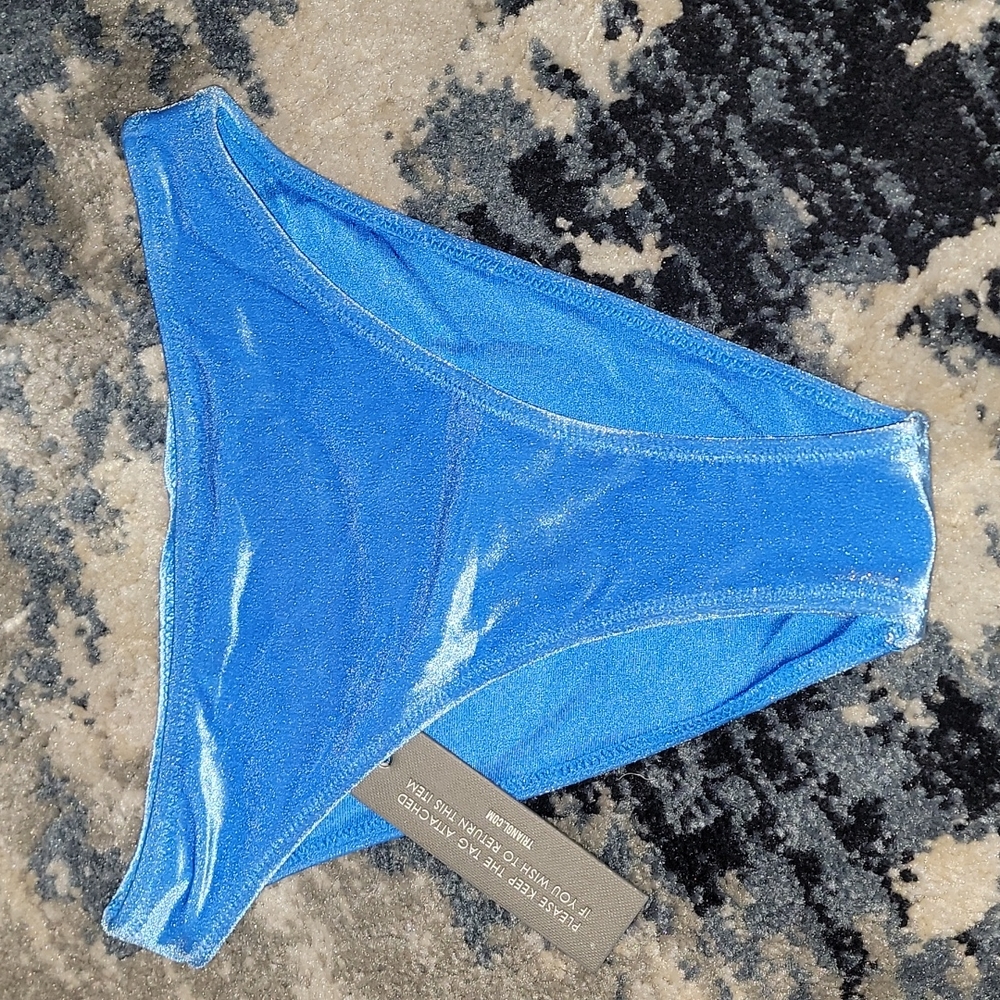 Blue velvet high waist bathing suit bottom
